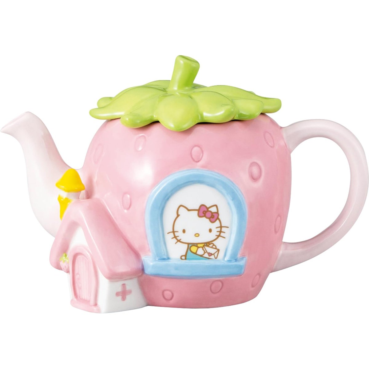 画像1: サンアート サンリオ （ＳＡＮＲＩＯ） ハローキティ ティーポット ２０×１２×１４ｃｍ ４５０ｍＬ いちごのおうち キティ グッズ 雑貨 誕生日プレゼント ピンク ＳＡＮ４８３４ (1)