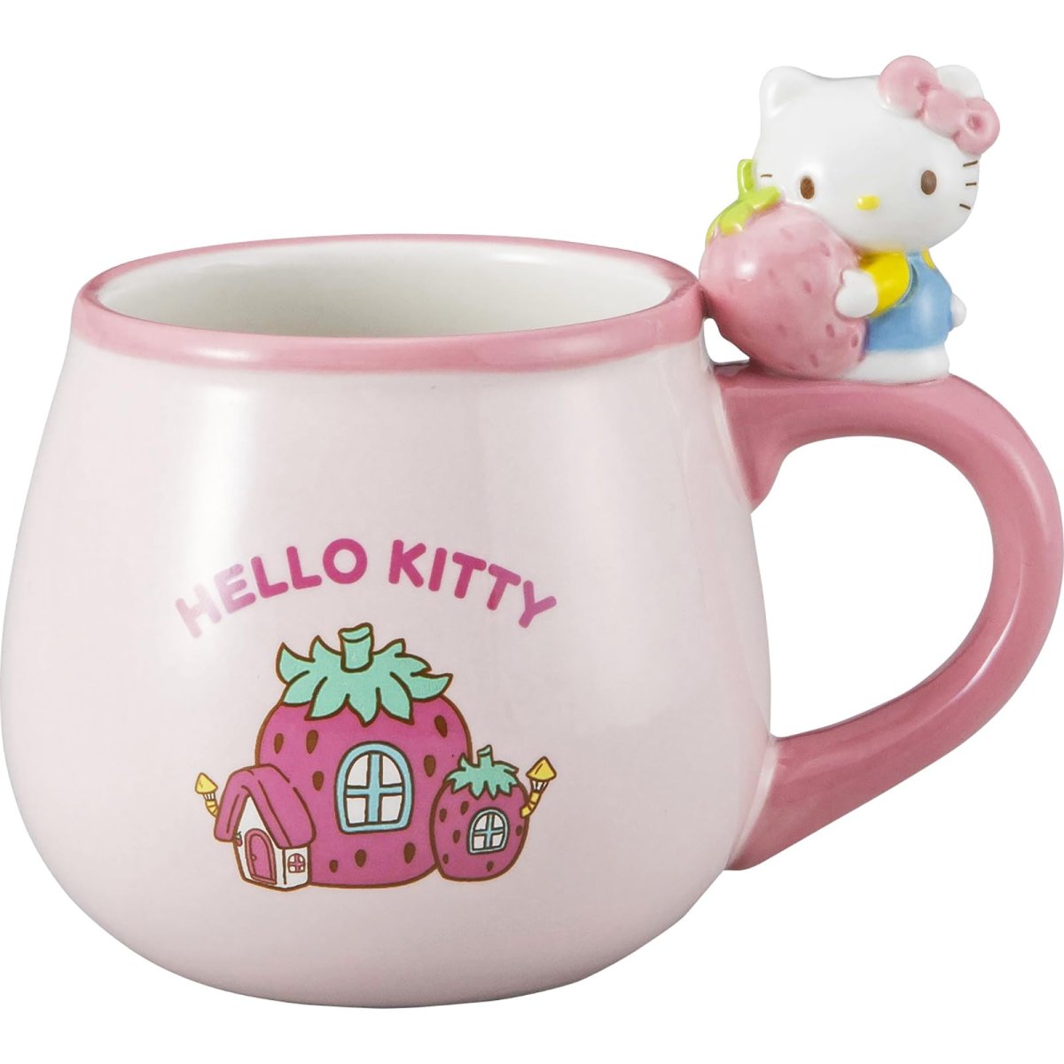 画像1: サンアート サンリオ （ＳＡＮＲＩＯ） ハローキティ マグカップ フィギュア付き １３×１２ｃｍ ２７０ｍＬ いちごのおうち キティ グッズ 雑貨 誕生日プレゼント ピンク ＳＡＮ４８３５ (1)