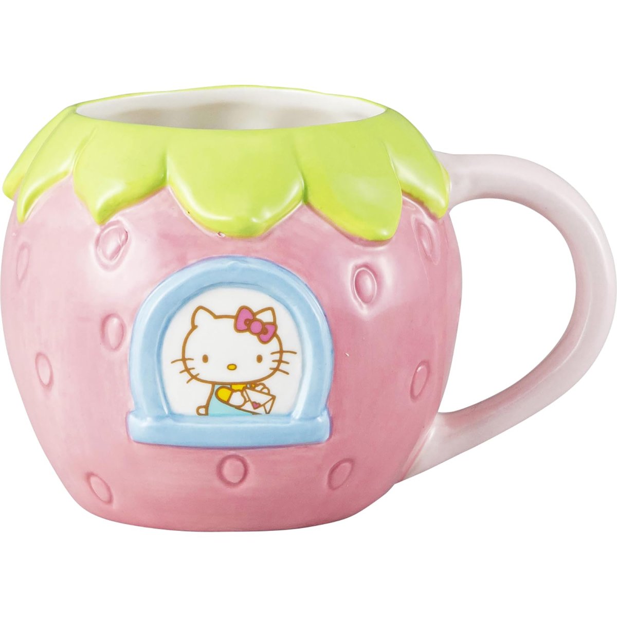 画像1: サンアート サンリオ （ＳＡＮＲＩＯ） ハローキティ マグカップ 大きめ 立体 １３×１０ｃｍ ３６０ｍＬ いちごのおうち キティ グッズ 雑貨 誕生日プレゼント ピンク ＳＡＮ４８３６ (1)
