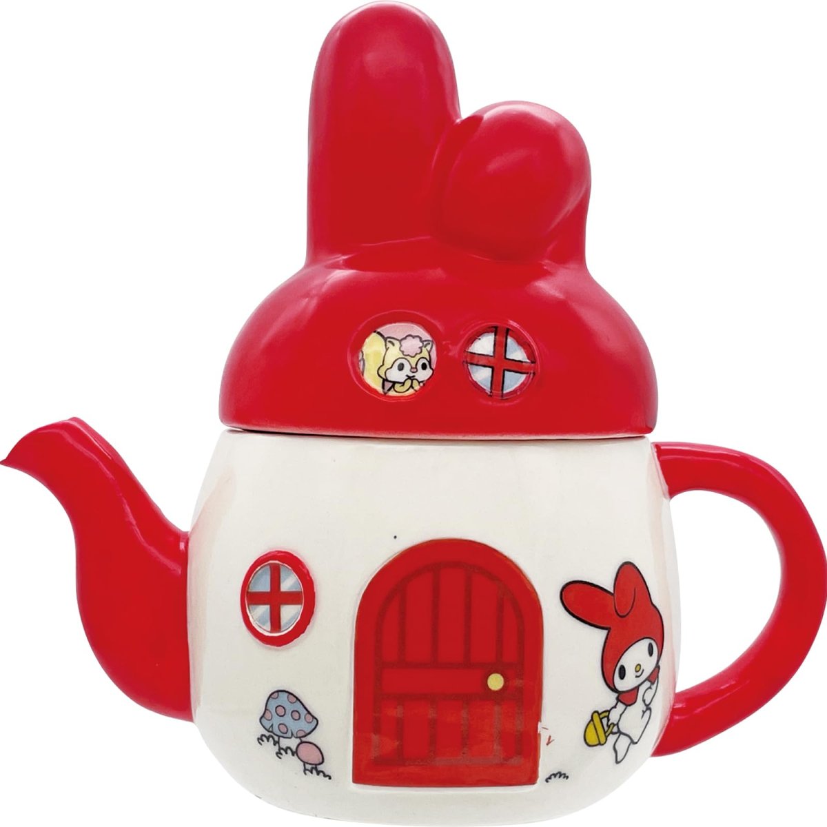 画像1: サンリオ （ＳＡＮＲＩＯ） 「 マイメロディ 」 ティーポット 紅茶 ポット 赤いきのこのおうち マイメロ グッズ 雑貨 食器 赤 白 約１８×１１×１５ｃｍ ５５０ｍｌ ＳＡＮ４７９２ (1)