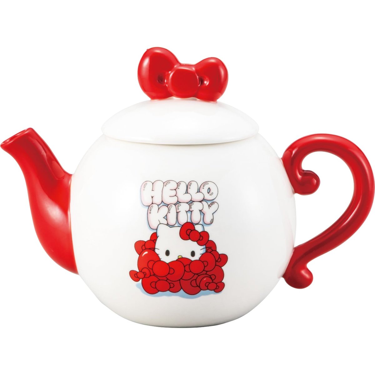 画像1: サンリオ （ＳＡＮＲＩＯ） 「 ハローキティ 」 ティーポット 紅茶 ポット エッジー Ｈｅｌｌｏ Ｋｉｔｔｙ Ｅｄｇｙ リボン グッズ 雑貨 食器 白 約１８×１１×１４ｃｍ ５００ｍｌ ＳＡＮ４７９８ (1)