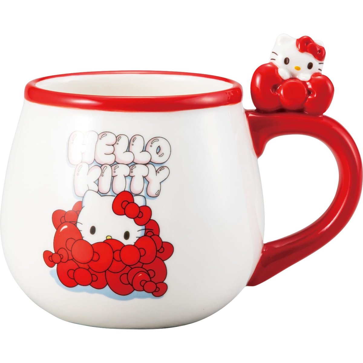 画像1: サンリオ （ＳＡＮＲＩＯ） 「 ハローキティ 」 マグカップ フィギュア付 エッジー Ｈｅｌｌｏ Ｋｉｔｔｙ Ｅｄｇｙ リボン グッズ 雑貨 食器 白 約９×１０ｃｍ ３４０ｍｌ ＳＡＮ４８００ (1)