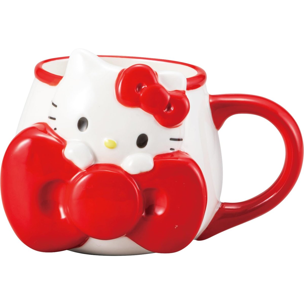 画像1: サンリオ （ＳＡＮＲＩＯ） 「 ハローキティ 」 マグカップ エッジー Ｈｅｌｌｏ Ｋｉｔｔｙ Ｅｄｇｙ リボン グッズ 雑貨 食器 白 約１３×１０×９ｃｍ ３５０ｍｌ ＳＡＮ４８０１ (1)