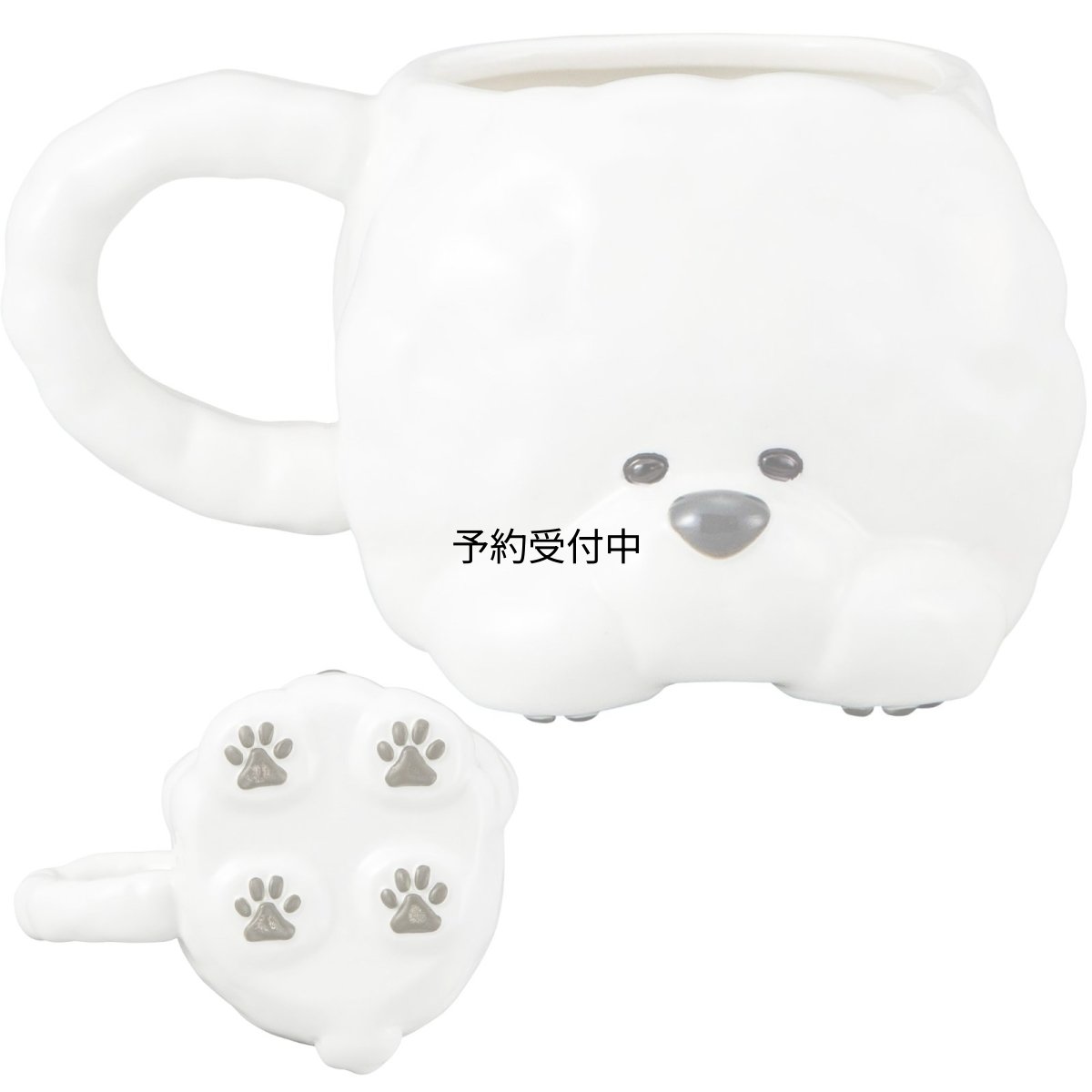 画像1: サンアート かわいい食器 モフまる肉球 マグカップ ビションフリーゼ ダイカット 動物 食器 誕生日プレゼント 犬 グッズ 忘年会 雑貨 白 約１２×１０×７ｃｍ 約３２０ｍｌ ＳＡＮ４８６６ (1)