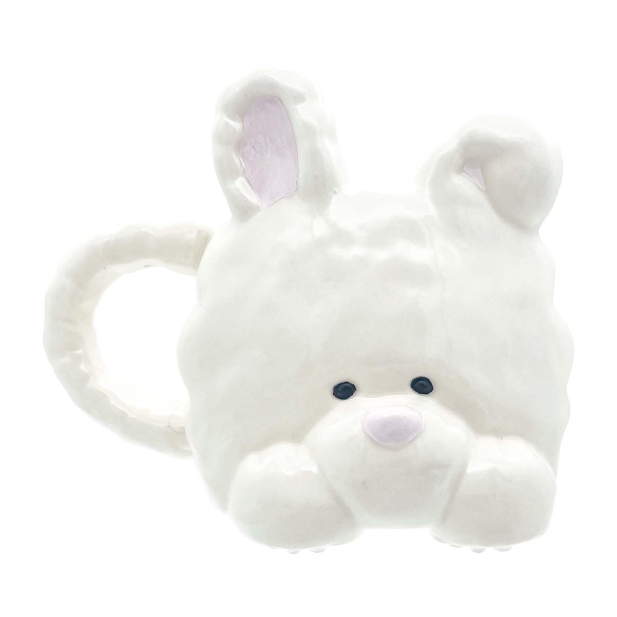 画像1: サンアート かわいい食器 モフまる肉球 マグカップ うさぎ ダイカット 動物 食器 誕生日プレゼント 犬 グッズ 忘年会 雑貨 白 約１２×１０×７ｃｍ 約３２０ｍｌ ＳＡＮ４８６８ (1)