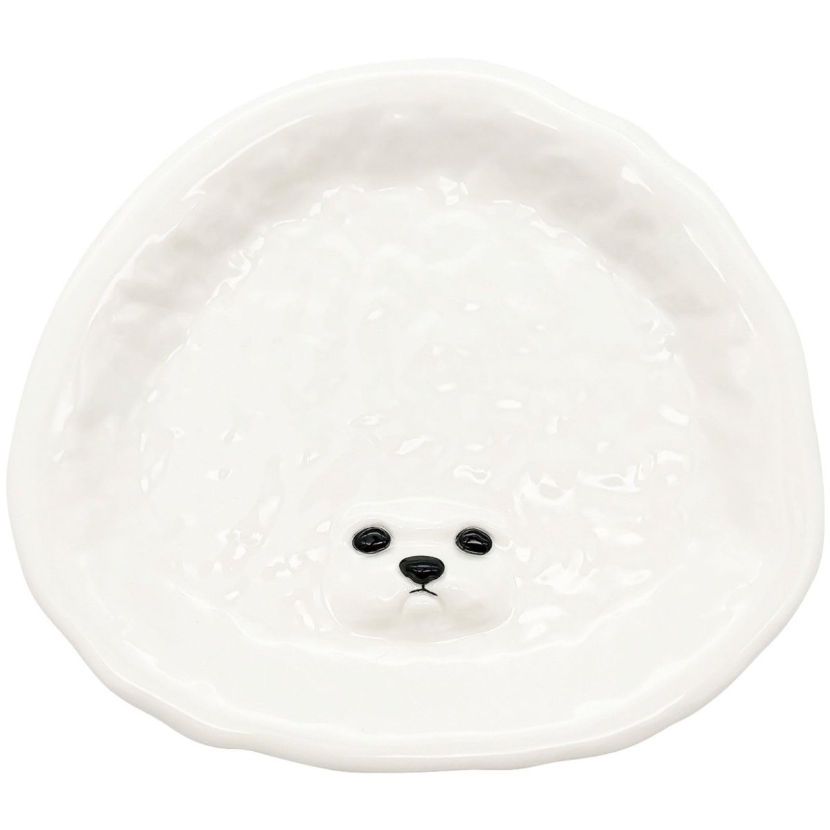 画像1: サンアート かわいい食器 ケーキ皿 プレート 皿 ビションフリーゼ ダイカット 動物 食器 誕生日プレゼント 犬 グッズ 忘年会 雑貨 白 約２０×１８×３ｃｍ ＳＡＮ４８８４ (1)