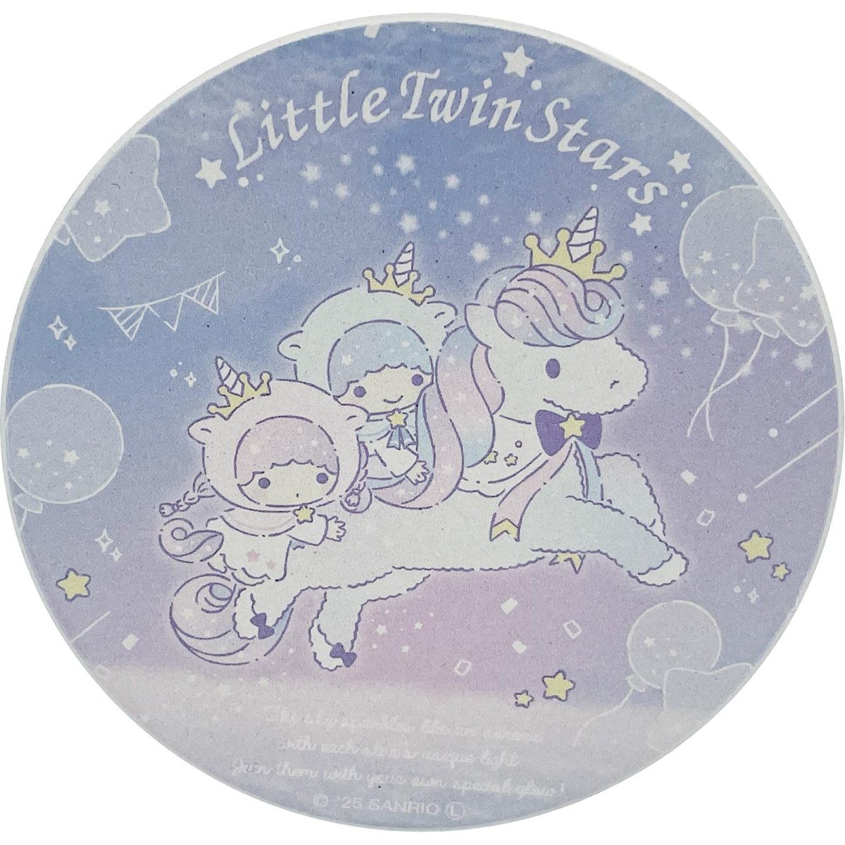 画像1: サンリオ （ＳＡＮＲＩＯ） 「 リトルツインスター ５０ｔｈ 」 吸水 コースター コルク底 グッズ 雑貨 食器 パープル 約９×１ｃｍ 日本製 ＳＡＮ４９０６?２ (1)