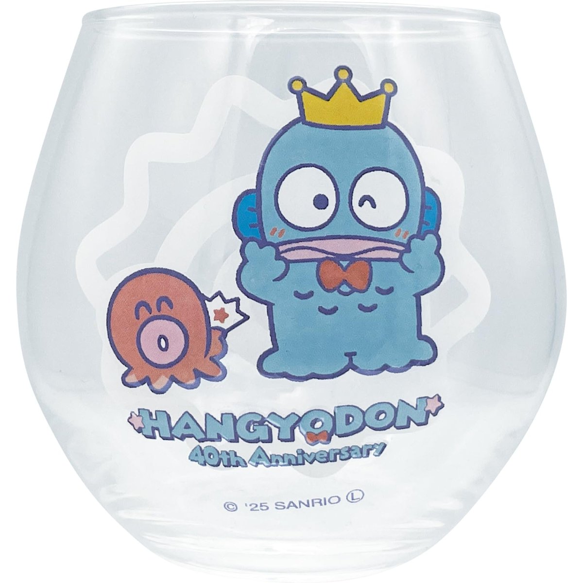 画像1: サンリオ （ＳＡＮＲＩＯ） 「 ハンギョドン ４０ｔｈ 」 ジュースグラス 大きめ コロンとまるい コップ ガラス ガラス グッズ 雑貨 食器 クリア 約９×９ｃｍ ３５０ｍｌ 日本製 ＳＡＮ４９０７?１ (1)