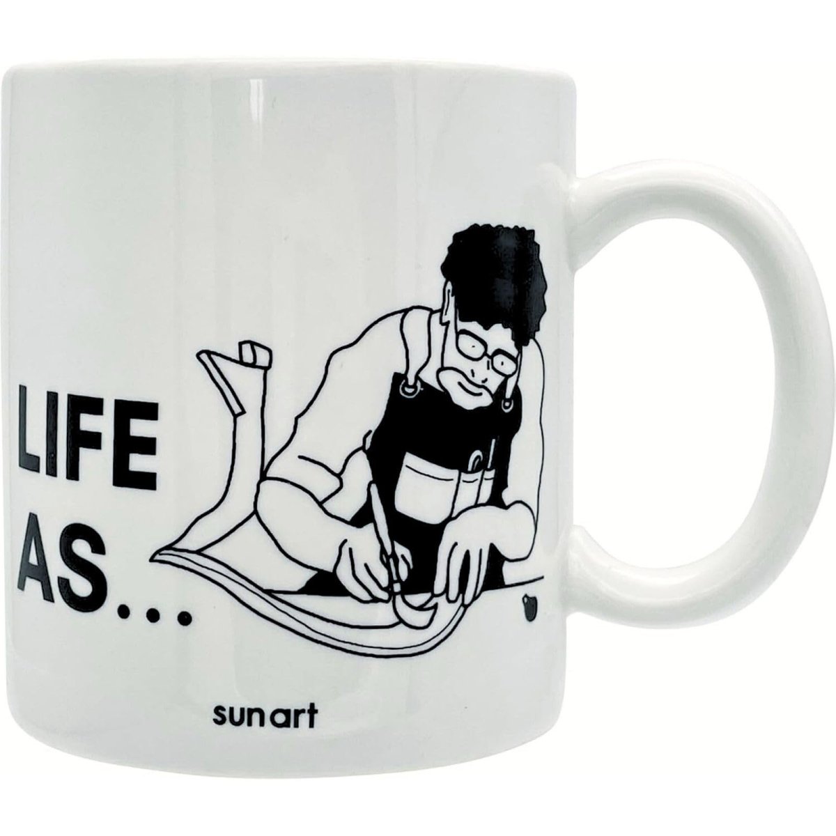 画像1: サンアート かわいい食器 「 ＬＩＦＥ ＡＳ ライフアズ 」 マグカップ クラフトマン 父の日プレゼント 母の日プレゼント モノクロ 食器 誕生日プレゼント グッズ 忘年会 雑貨 白 約１１×９ｃｍ ３００ｍｌ 日本製 ＳＡＮ４９１６?３ (1)