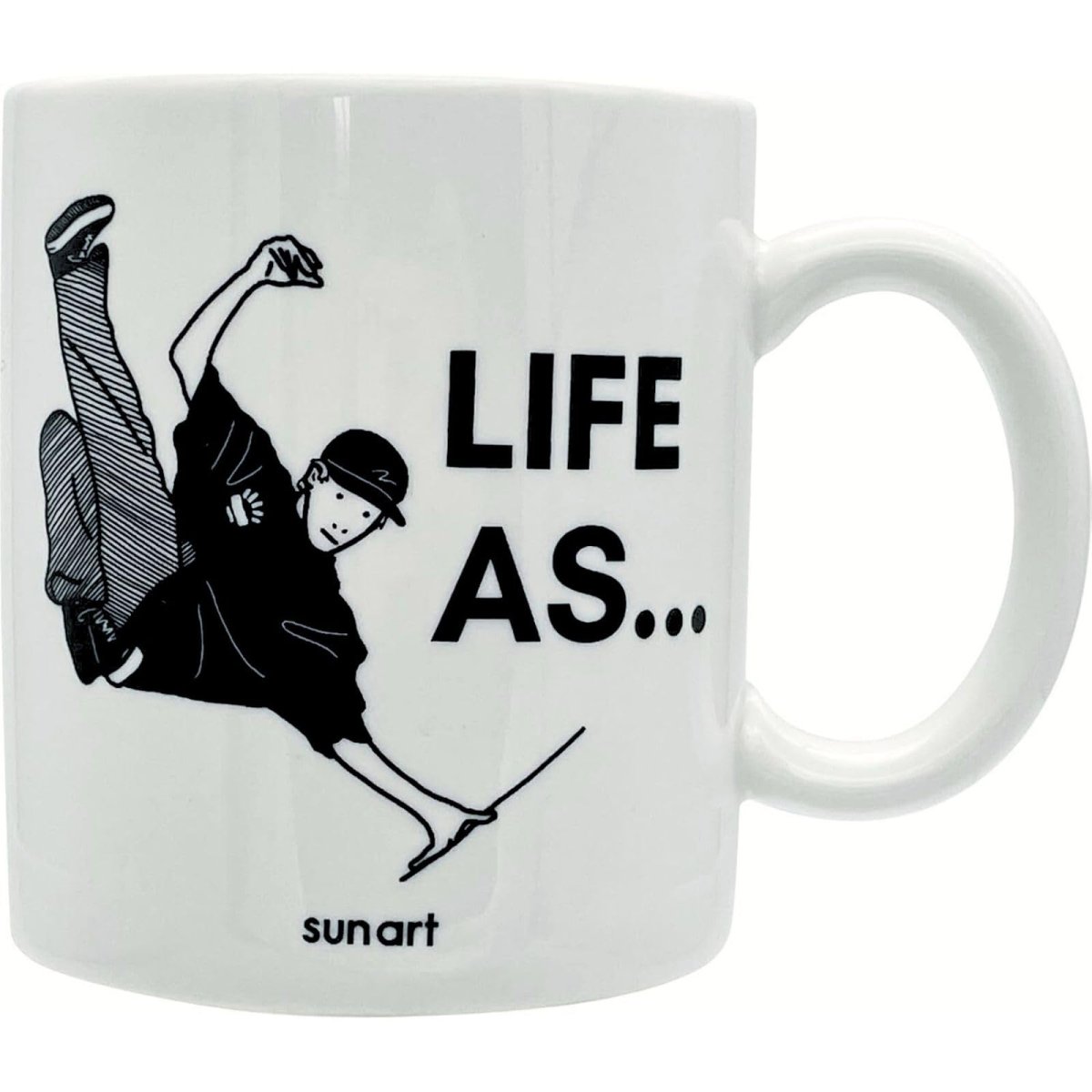 画像1: サンアート かわいい食器 「 ＬＩＦＥ ＡＳ ライフアズ 」 マグカップ ダンサー 父の日プレゼント 母の日プレゼント モノクロ 食器 誕生日プレゼント グッズ 忘年会 雑貨 白 約１１×９ｃｍ ３００ｍｌ 日本製 ＳＡＮ４９１６?７ (1)