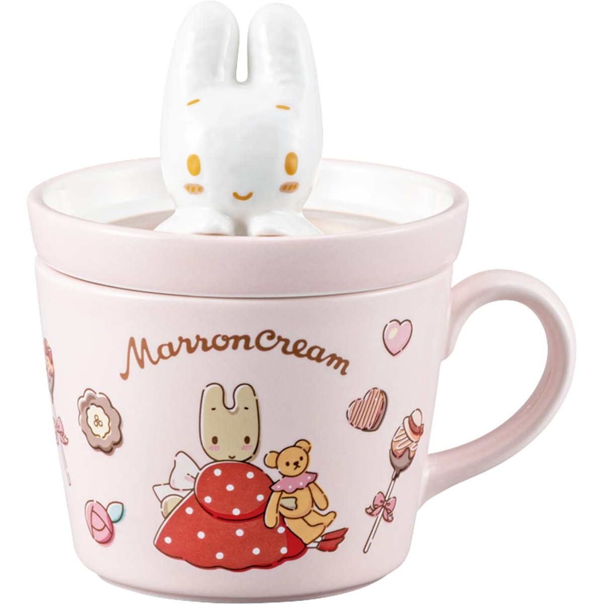 画像1: サンアート サンリオ （ＳＡＮＲＩＯ） マロンクリーム マグカップ 保温 蓋つき 約１２×１３ｃｍ ２３０ｍＬ ラテアートマグ グッズ 雑貨 誕生日プレゼント ピンク ＳＡＮ４５５１?６ (1)