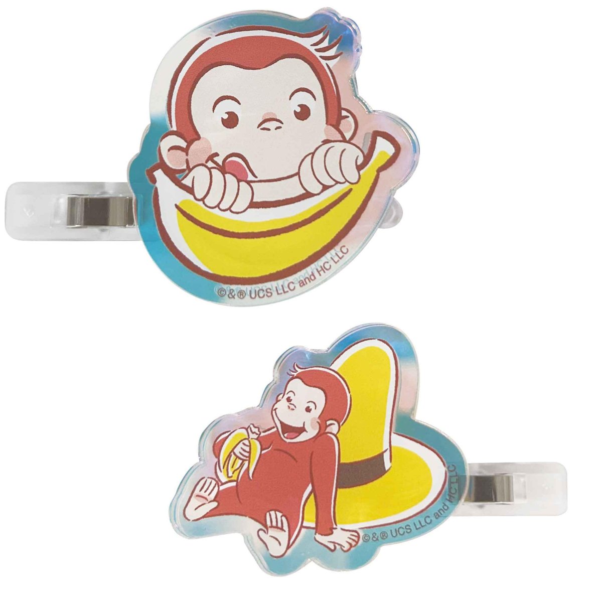 画像1: おさるのジョージ オーロラアクリルヘアクリップ バナナ (1)