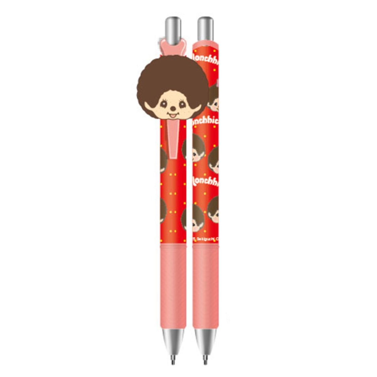 画像1: モンチッチ マスコット付きゲルペン ツインズフェイス (1)