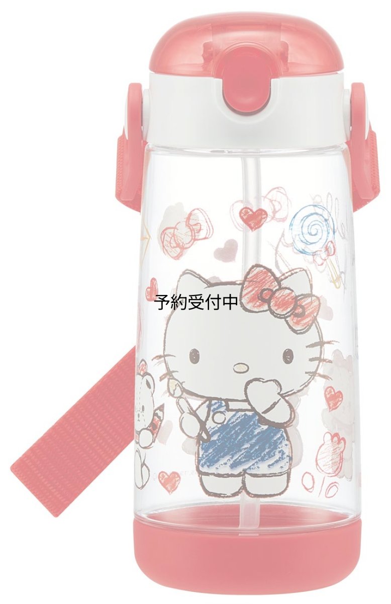 画像1: スケーター（Ｓｋａｔｅｒ） 子供用 ストロー付 水筒 クリアボトル ４８０ｍｌ ワンタッチ シリコーン サンリオ ハローキティ スケッチ 女の子 ＰＤＳＨ５?Ａ (1)