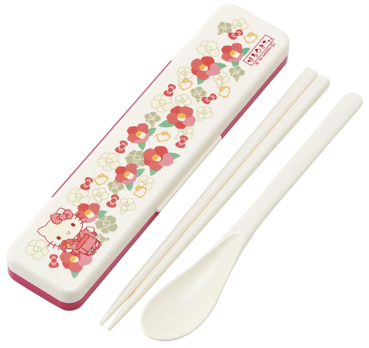 画像1: スケーター（Ｓｋａｔｅｒ） 箸 スプーン セット 弁当 大人用 コンビセット １８ｃｍ カチャカチャ鳴らない 日本製サンリオ ハローキティ 椿 ＣＣＳ３ＳＡ?Ａ (1)