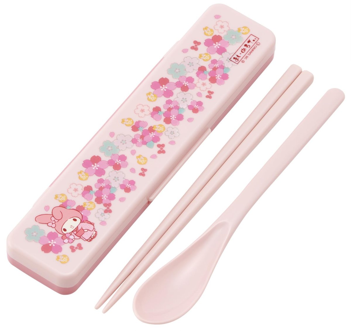 画像1: スケーター（Ｓｋａｔｅｒ） 箸 スプーン セット 弁当 大人用 コンビセット １８ｃｍ カチャカチャ鳴らない 日本製 サンリオ マイメロディ 桜 ＣＣＳ３ＳＡ?Ａ (1)