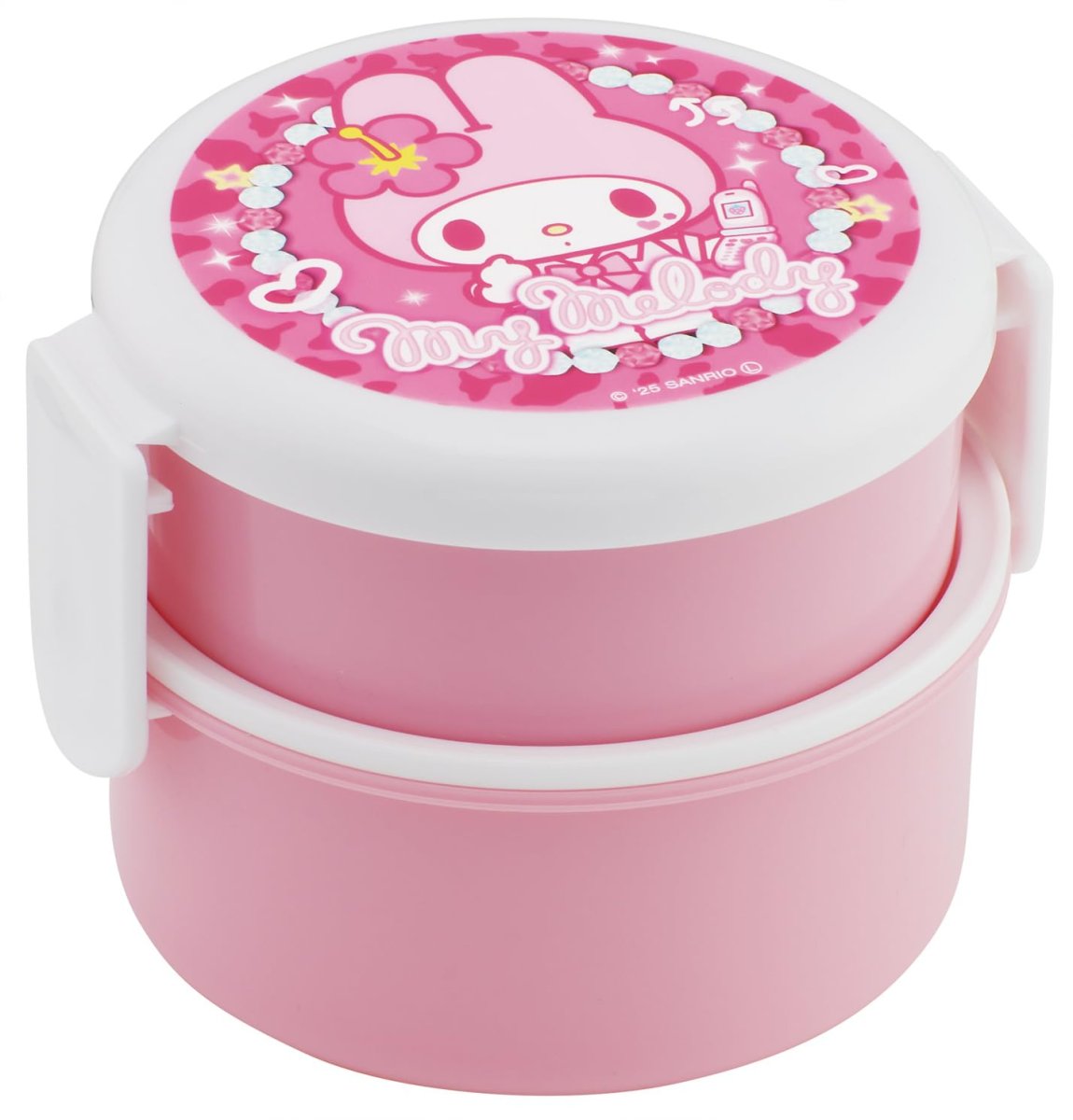 画像1: スケーター（Ｓｋａｔｅｒ） 弁当箱 丸型 ランチボックス ５００ｍｌ ２段 フォーク付 日本製 サンリオ マイメロディ スクール ＯＮＷＲ１?Ａ (1)