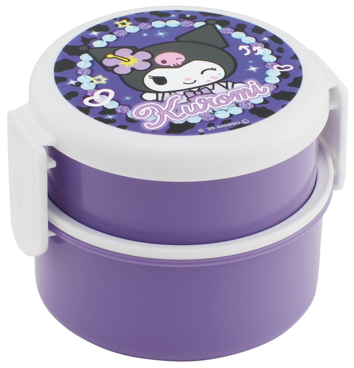 画像1: スケーター（Ｓｋａｔｅｒ） 弁当箱 丸型 ランチボックス ５００ｍｌ ２段 フォーク付 日本製 サンリオ クロミ スクール ＯＮＷＲ１?Ａ (1)