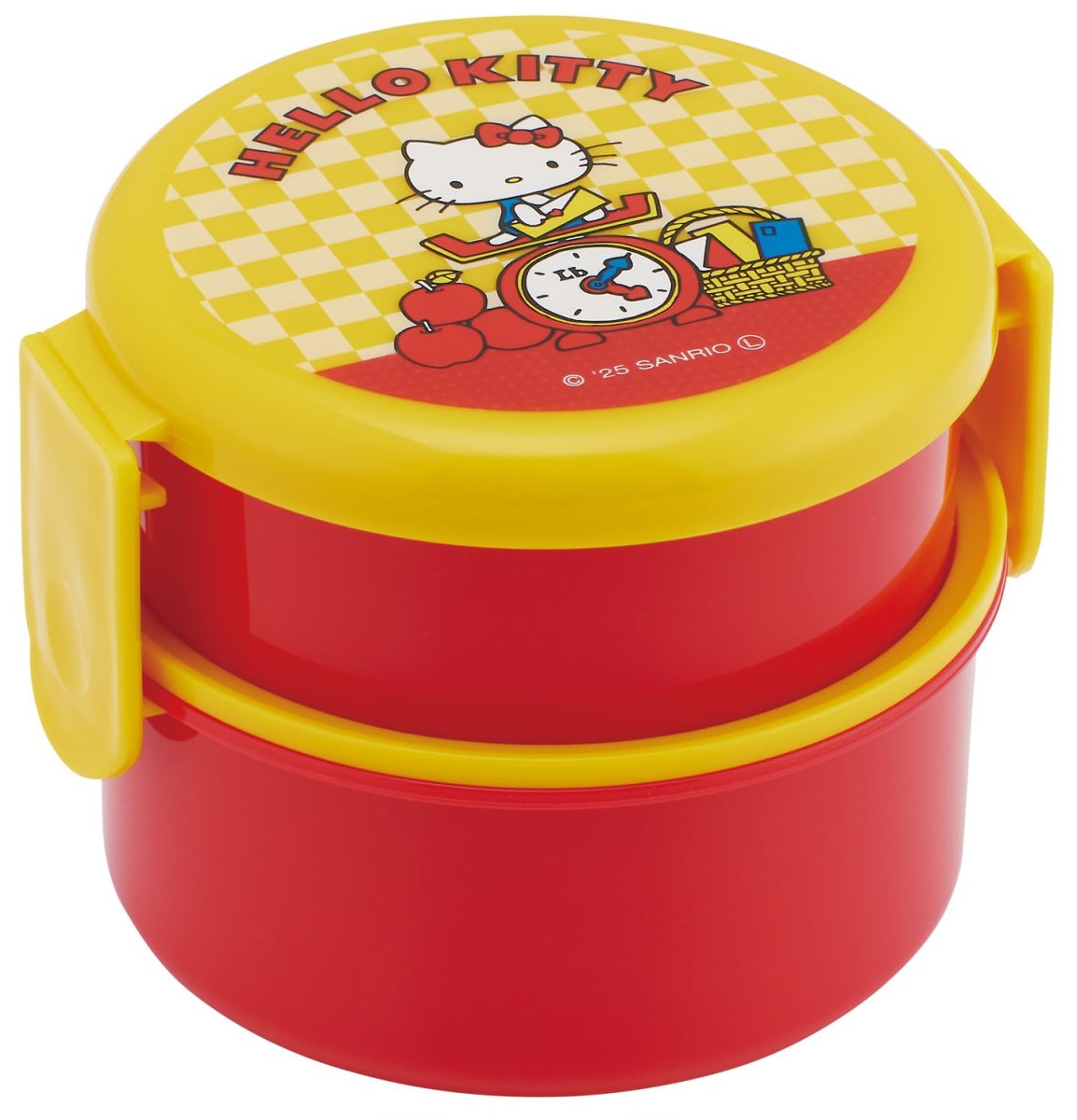 画像1: スケーター（Ｓｋａｔｅｒ） 弁当箱 丸型 ランチボックス ５００ｍｌ ２段 フォーク付 日本製 サンリオ ハローキティ レトロ ２５ ＯＮＷＲ１?Ａ (1)