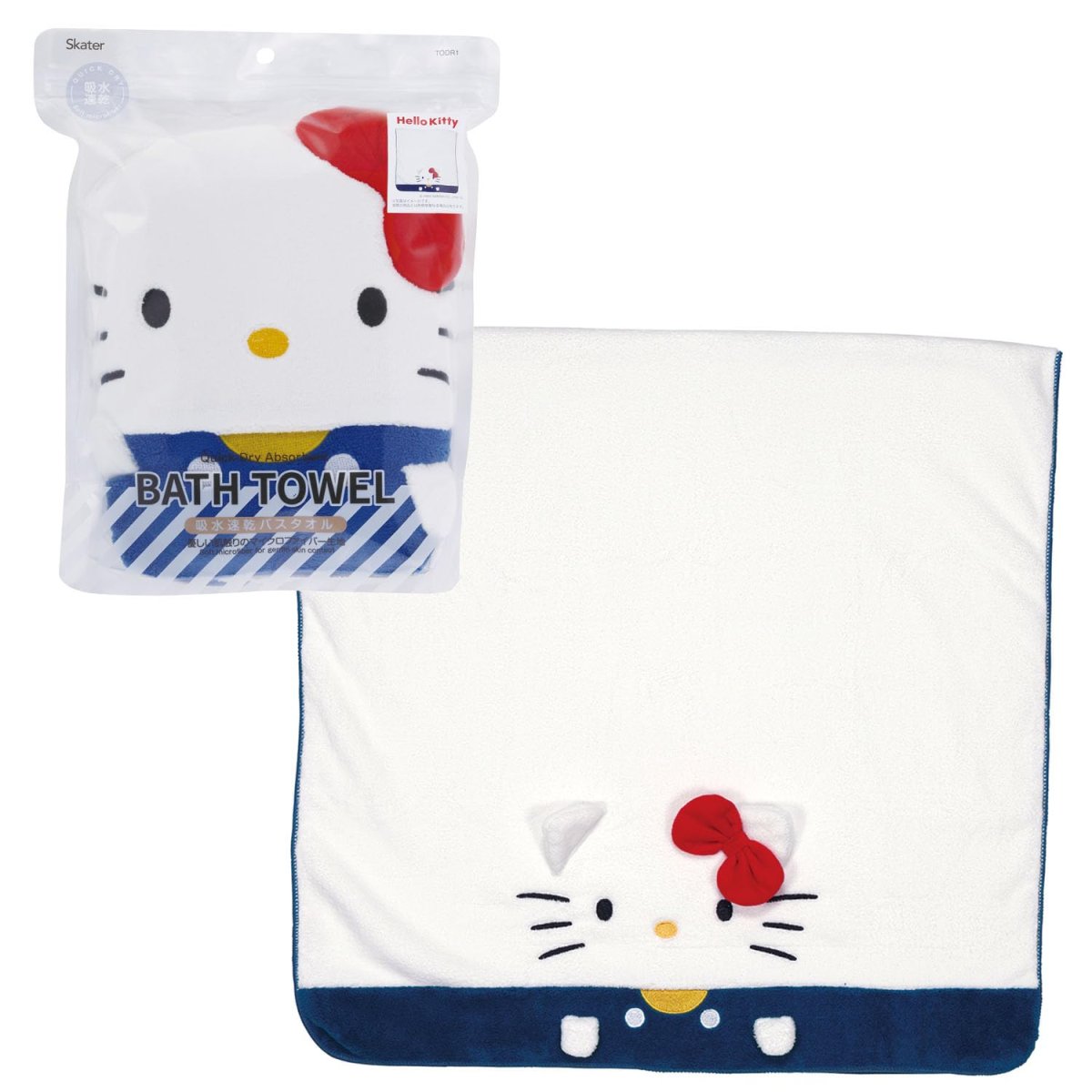 画像1: スケーター（Ｓｋａｔｅｒ） 吸水 速乾 バスタオル ハローキティ サンリオ 縦６０×横１２０ｃｍ ＴＯＤＲ１?Ａ (1)