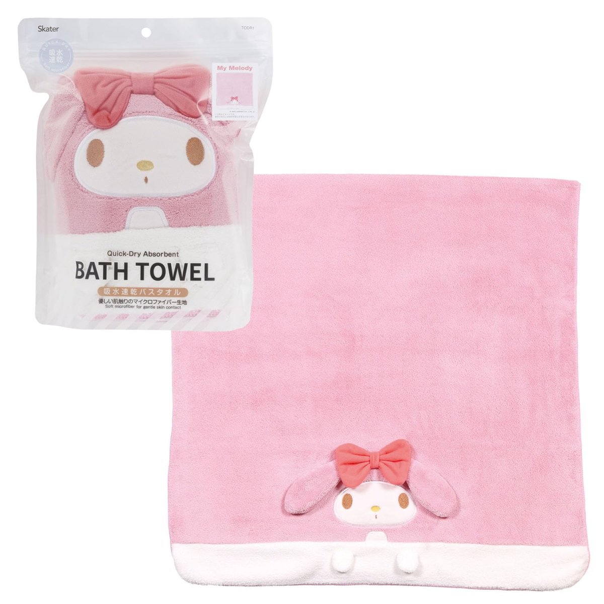画像1: スケーター（Ｓｋａｔｅｒ） 吸水 速乾 バスタオル マイメロディ サンリオ 縦６０×横１２０ｃｍ ＴＯＤＲ１?Ａ (1)