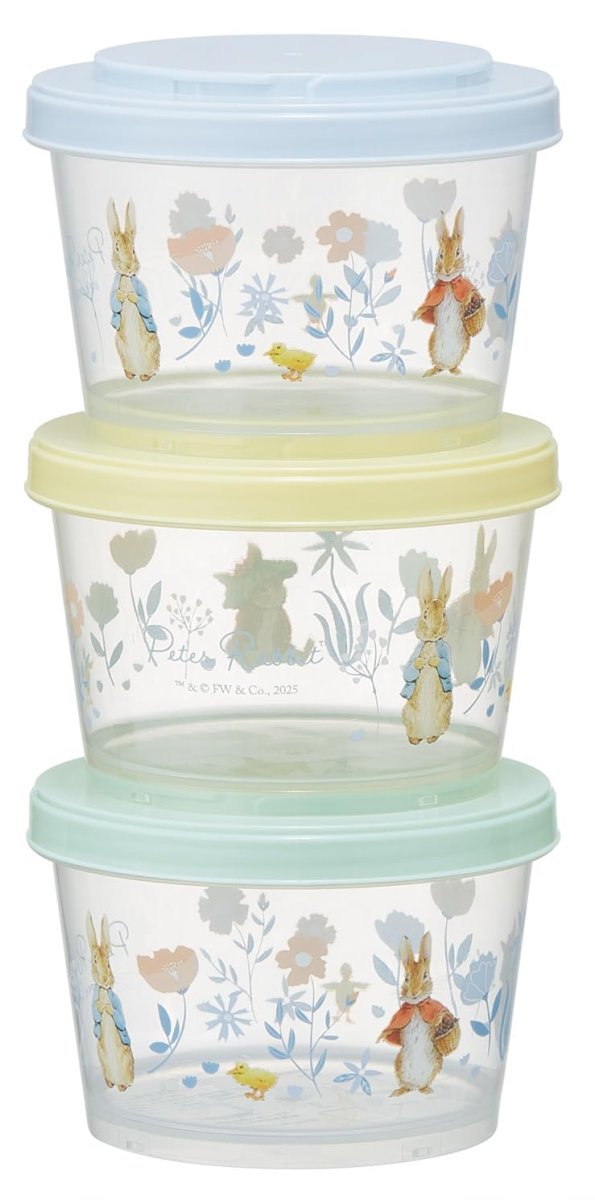 画像1: スケーター（Ｓｋａｔｅｒ） 弁当箱 ジョイント式 保存 容器 ３個セット ２４０ｍｌ 食洗機対応 レンジ対応 日本製 ピーターラビット シトロン ＳＩＪ３?Ａ (1)