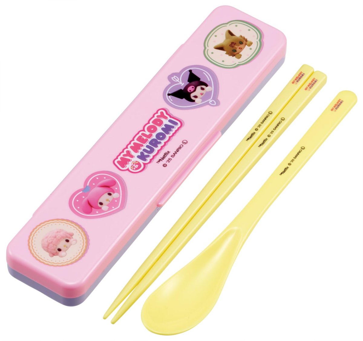画像1: スケーター（Ｓｋａｔｅｒ） コンビセット 箸 スプーン セット １８ｃｍ 日本製 サンリオ マイメロディ＆クロミ Ｎｅｔｆｌｉｘ柄 女の子 ＣＣＳ３ＳＡ?Ａ (1)