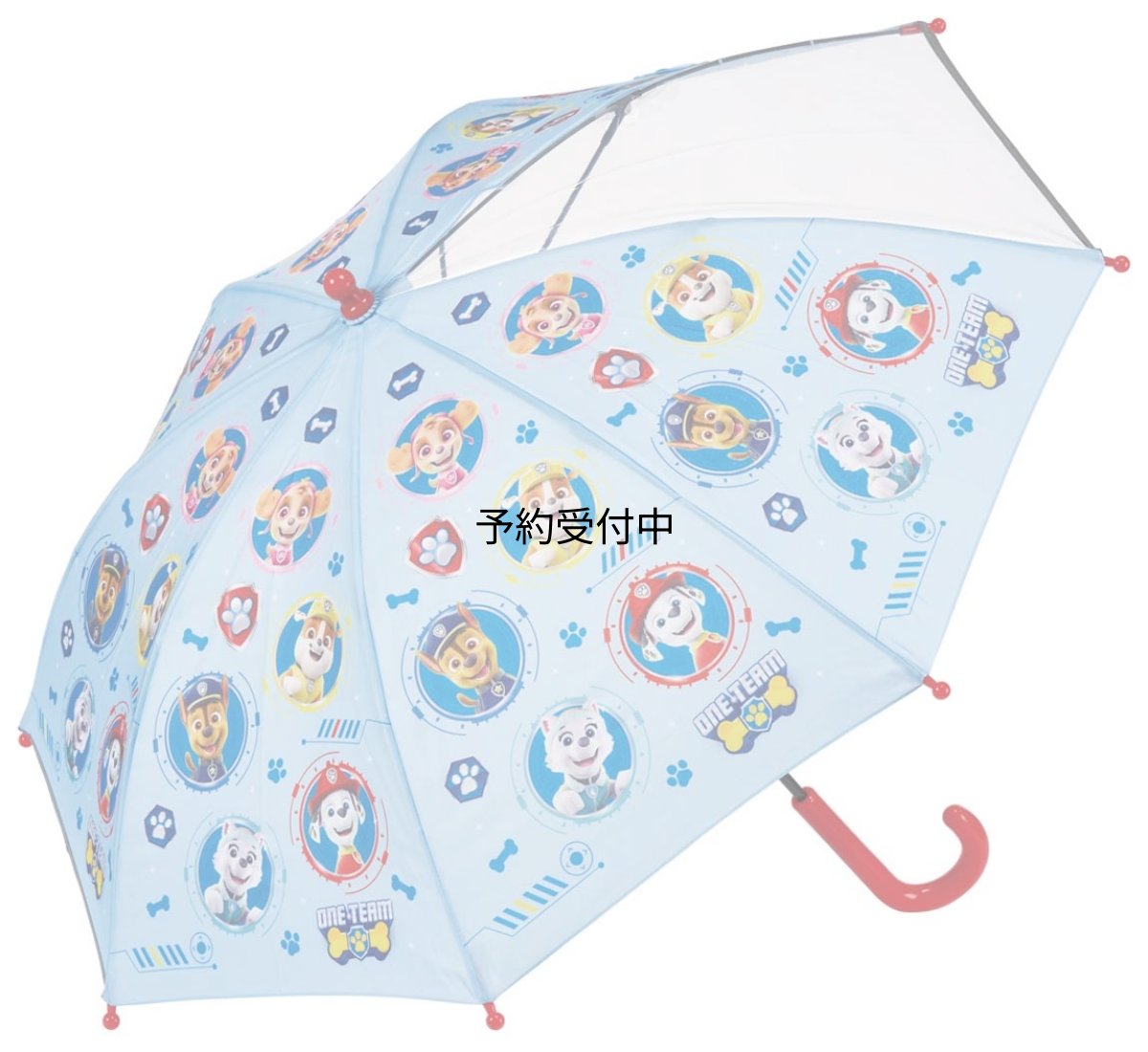 画像1: スケーター（Ｓｋａｔｅｒ） 子供用 傘 ４５ｃｍ パウパトロール ５?６才向け 約１０５?１１５ｃｍ 小学生 視界が確保できる透明窓付き 指を挟みにくい手開き式 ８本骨 男の子 ＵＢ４５?Ａ (1)