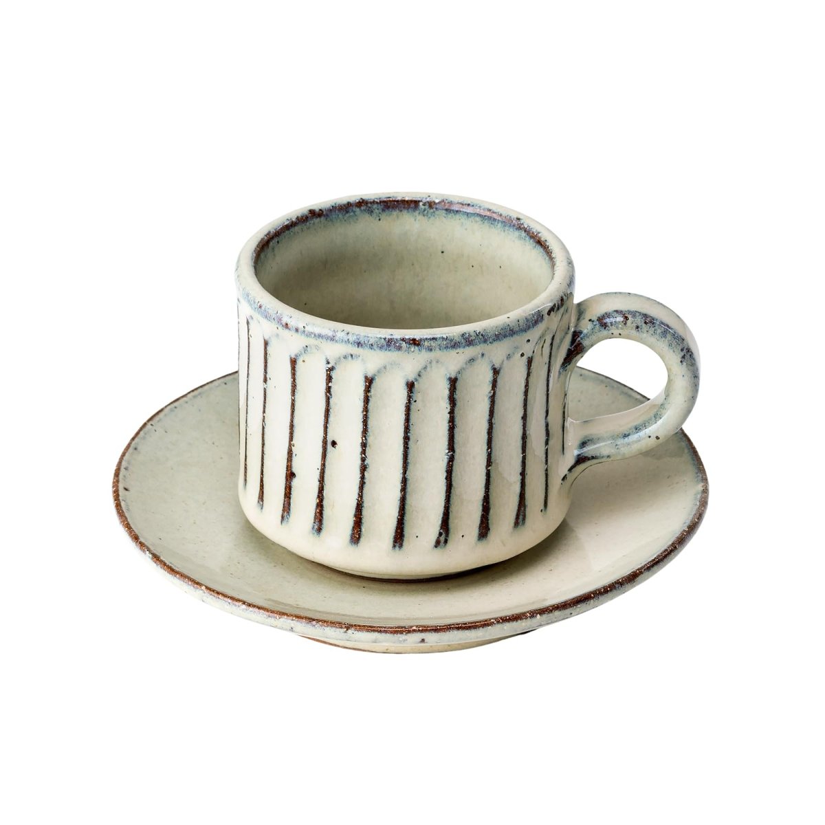 画像1: 鴻月（こうげつ） コーヒーカップ ソーサー セット 陶器 信楽焼 日本製 白 ６４８７２?３?３２８１ (1)