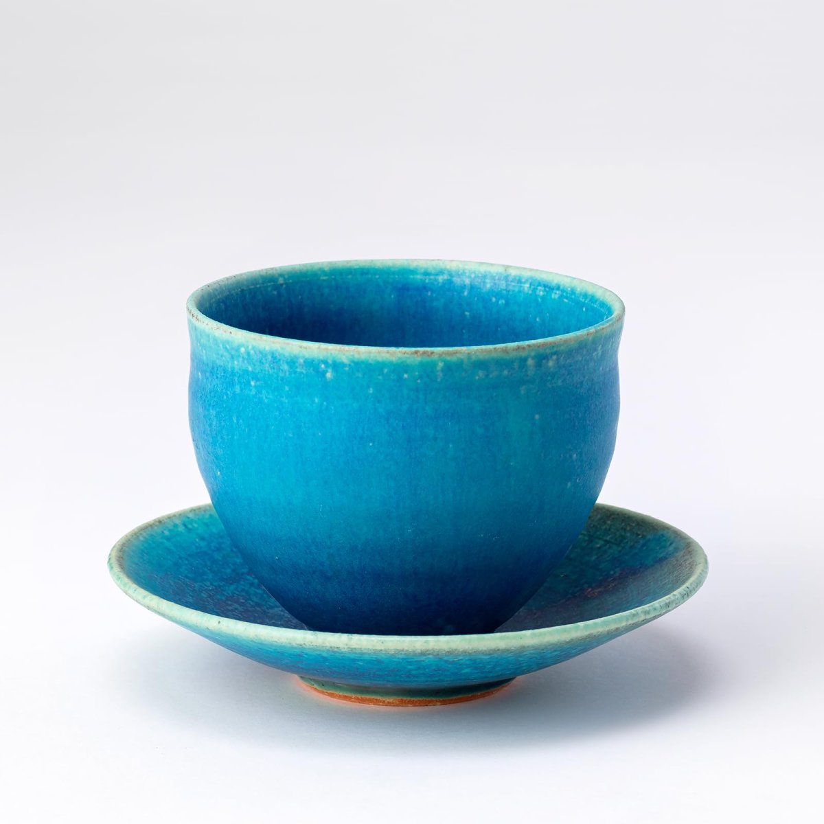 画像1: 鴻月（こうげつ） 抹茶椀 ブルー 信楽焼 陶器 抹茶茶碗 おしゃれ モダン (1)