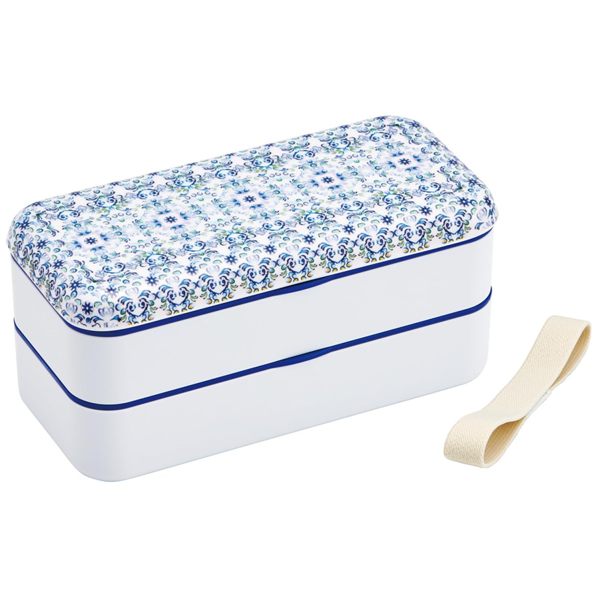 画像1: スケーター（Ｓｋａｔｅｒ） 弁当箱 天平文様 夢幻 濃青 ６００ｍｌ 箸付き メラミン蓋 女性用 日本製 ＳＬＢＷ６Ｍ?Ａ (1)