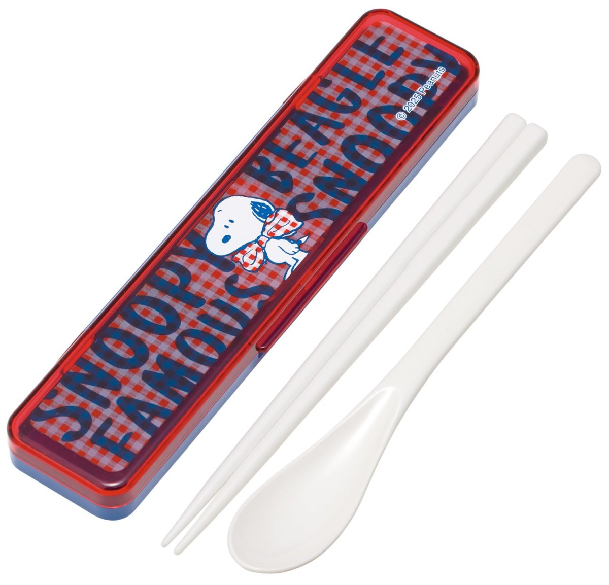 画像1: スケーター（Ｓｋａｔｅｒ） 箸 スプーン セット 弁当 大人用 コンビセット １８ｃｍ カチャカチャ鳴らない 日本製 スヌーピー チェックロゴ ６６９４０?Ａ (1)