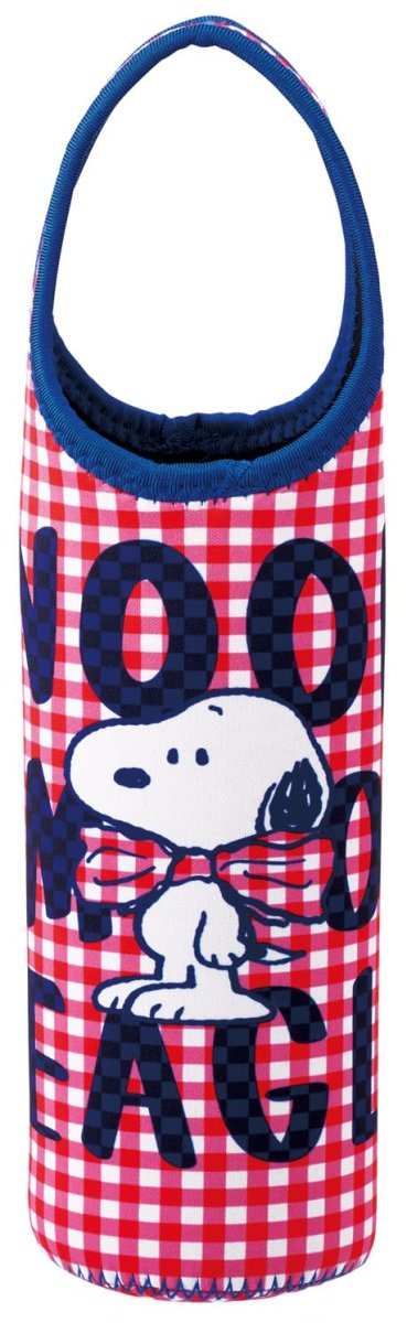 画像1: スケーター（Ｓｋａｔｅｒ） ウエット生地 ペットボトルカバー 水筒カバー ５００ｍｌ スヌーピー チェックロゴ ＲＥＤ ＷＳＰＢ８?Ａ (1)