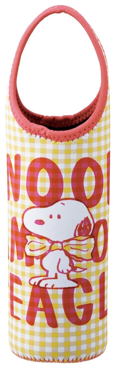 画像1: スケーター（Ｓｋａｔｅｒ） ウエット生地 ペットボトルカバー 水筒カバー ５００ｍｌ スヌーピー チェックロゴ ＹＥＬＬＯＷ ＷＳＰＢ８?Ａ (1)