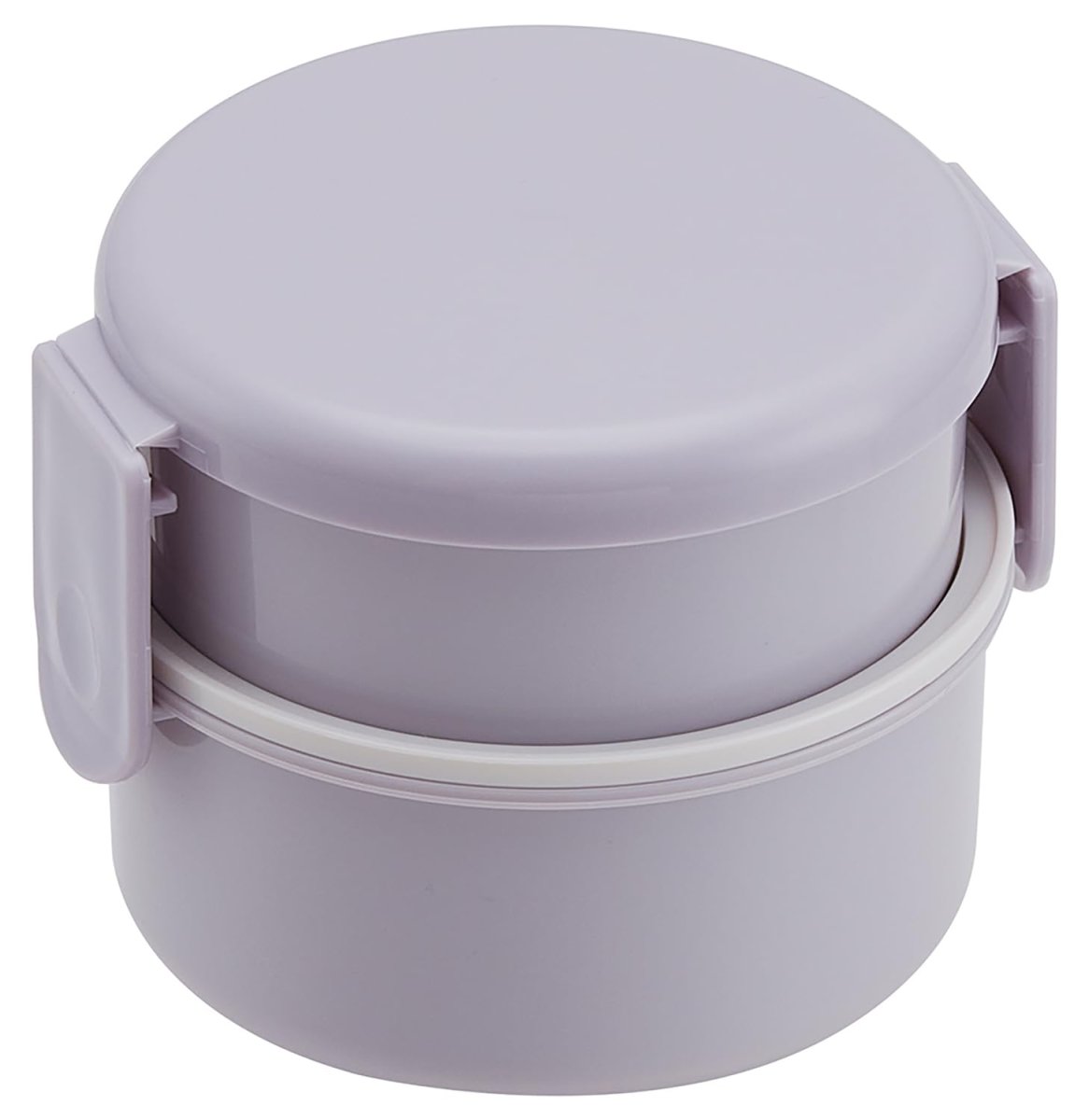 画像1: スケーター（Ｓｋａｔｅｒ） バイオマス フォーク付 丸型 ランチボックス 弁当箱 ２段 ５００ｍｌ 入れ子式 電子レンジ対応 日本製 セピアラベンダー ＯＮＷＲ１Ｂ (1)