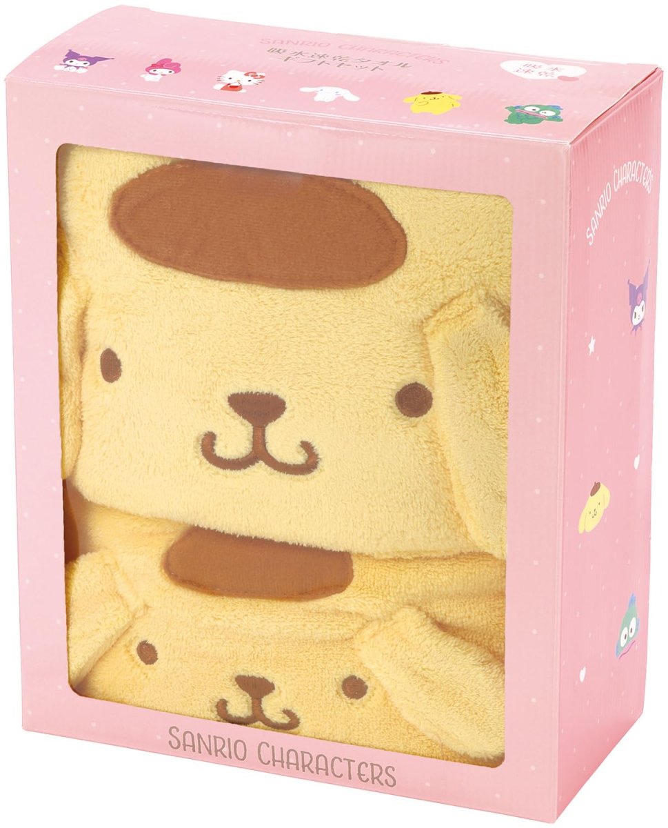 画像1: スケーター（Ｓｋａｔｅｒ） タオル ギフト２点セット ヘアドライタオル バスタオル 吸水速乾 サンリオ ポムポムプリン ＳＥＴ１０８０ (1)