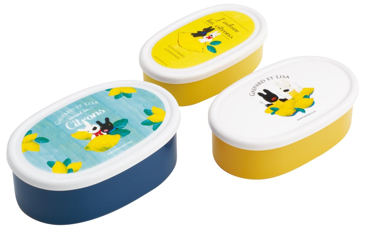 画像1: スケーター（Ｓｋａｔｅｒ） 弁当箱 抗菌 保存容器 ランチボックス ３個セット 日本製 リサとガスパール レモン柄 ＳＲＳ３ＳＡＧ?Ａ (1)