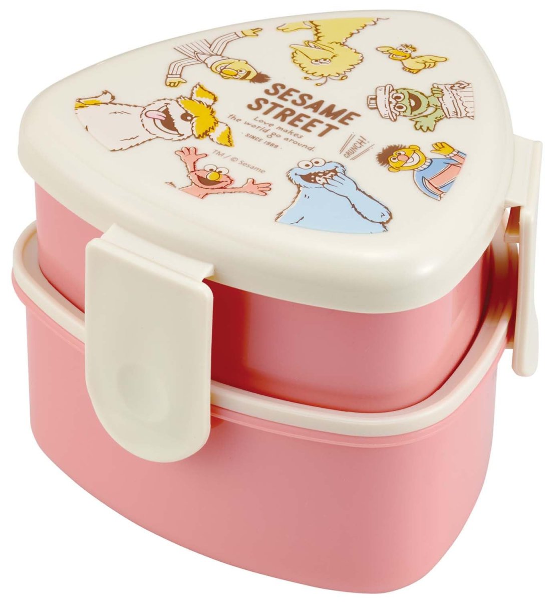 画像1: スケーター（Ｓｋａｔｅｒ） 抗菌 三角 おにぎり 弁当箱 二段 ５００ｍｌ おにぎりケース レンジ対応 かわいい 子供 セサミストリート ＯＮＷＴ１ＡＧ?Ａ (1)