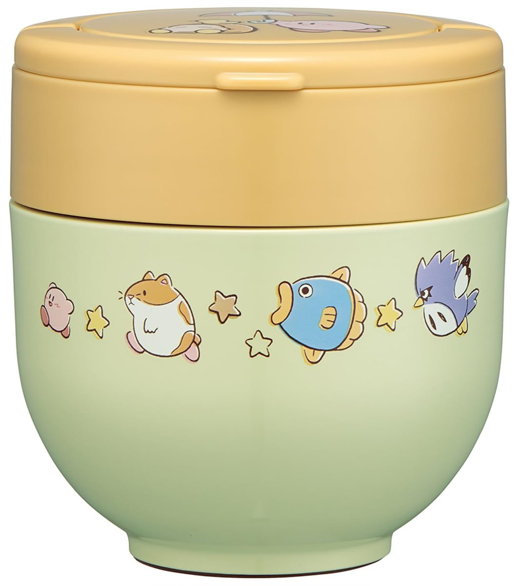 画像1: スケーター（Ｓｋａｔｅｒ） 保温弁当箱 丼ぶり型 ５４０ｍｌ 女性用 ２段 ランチジャー 折りたたみハンドル付 抗菌 星のカービィ フレンズ ＬＤＮＯ６ＡＧ?Ａ (1)