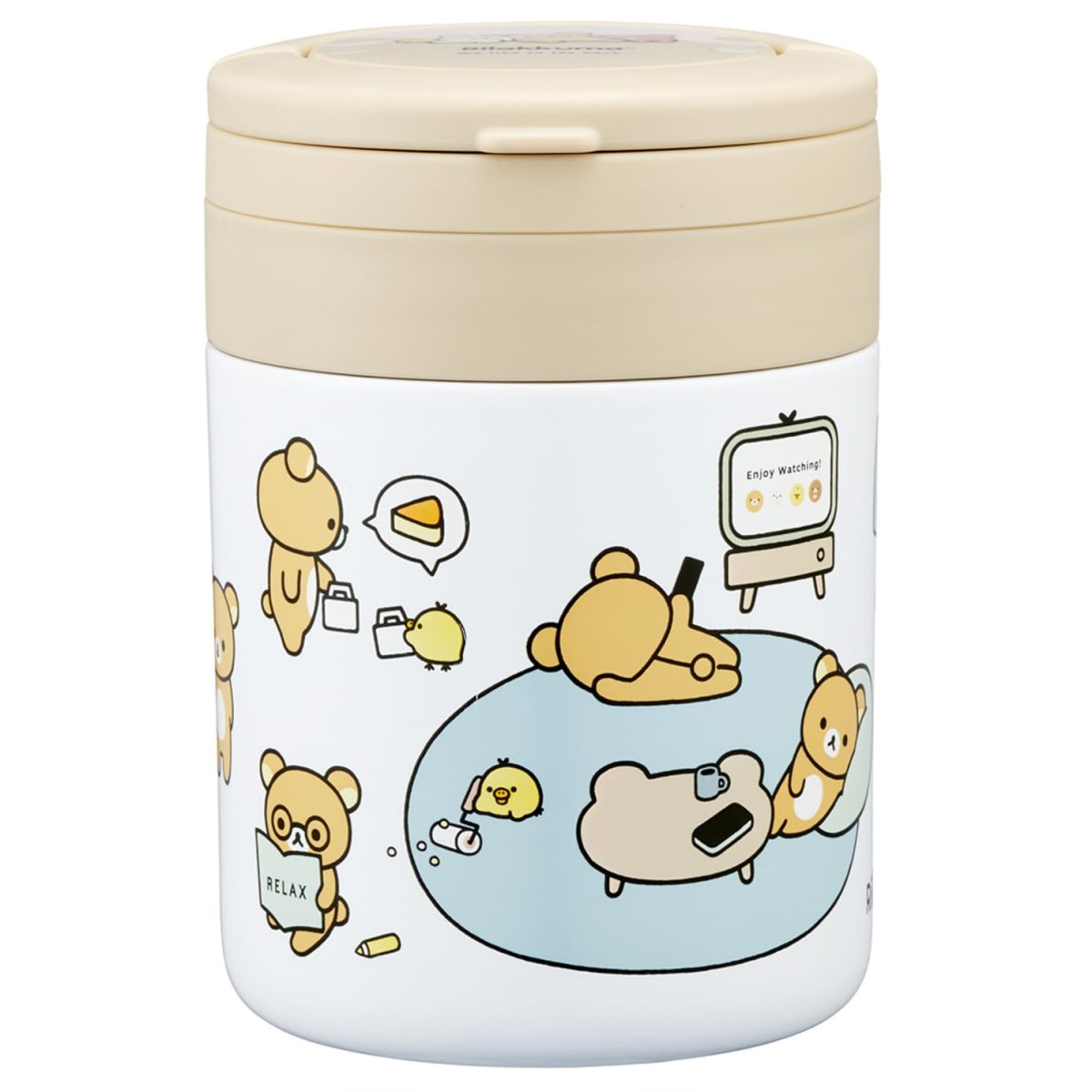 画像1: スケーター（Ｓｋａｔｅｒ） 保温 保冷 スープジャー ３００ｍｌ 折りたたみハンドル付 リラックマ ベーシック ＬＪＦＯ３?Ａ (1)