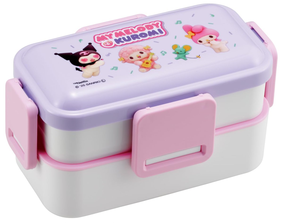 画像1: スケーター（ｓｋａｔｅｒ） 弁当箱 ふわっと盛れる ランチボックス ２段 ６００ｍｌ 日本製 サンリオ マイメロディ＆クロミ Ｎｅｔｆｌｉｘ柄 女の子 ＰＦＬＷ４?Ａ (1)