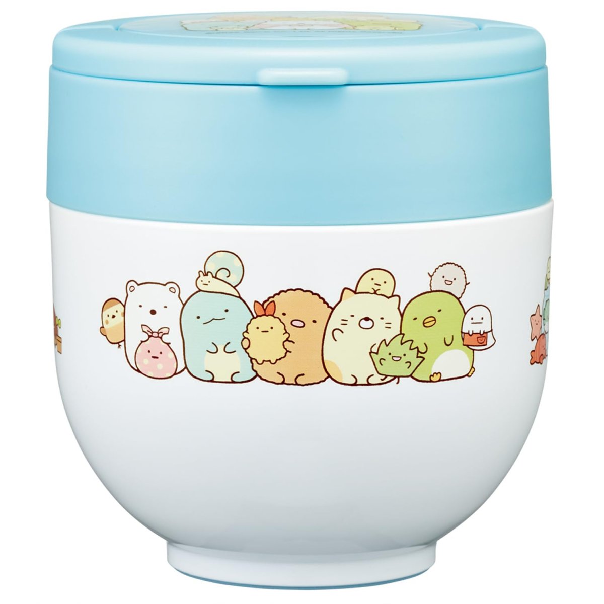 画像1: スケーター（Ｓｋａｔｅｒ） 保温弁当箱 丼ぶり型 ５４０ｍｌ 女性用 ２段 ランチジャー 折りたたみハンドル付 すみっコぐらし あつまるんです ＬＤＮＯ６?Ａ (1)