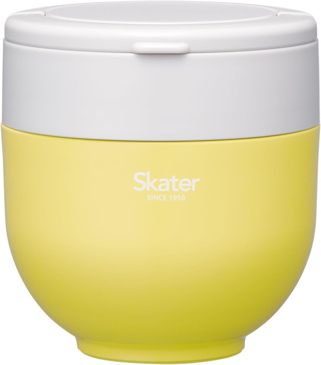 画像1: スケーター（Ｓｋａｔｅｒ） 保温弁当箱 丼ぶり型 ５４０ｍｌ 女性用 ２段 ランチジャー 折りたたみハンドル付 抗菌 サフランイエロー ＬＤＮＯ６ＡＧ?Ａ (1)