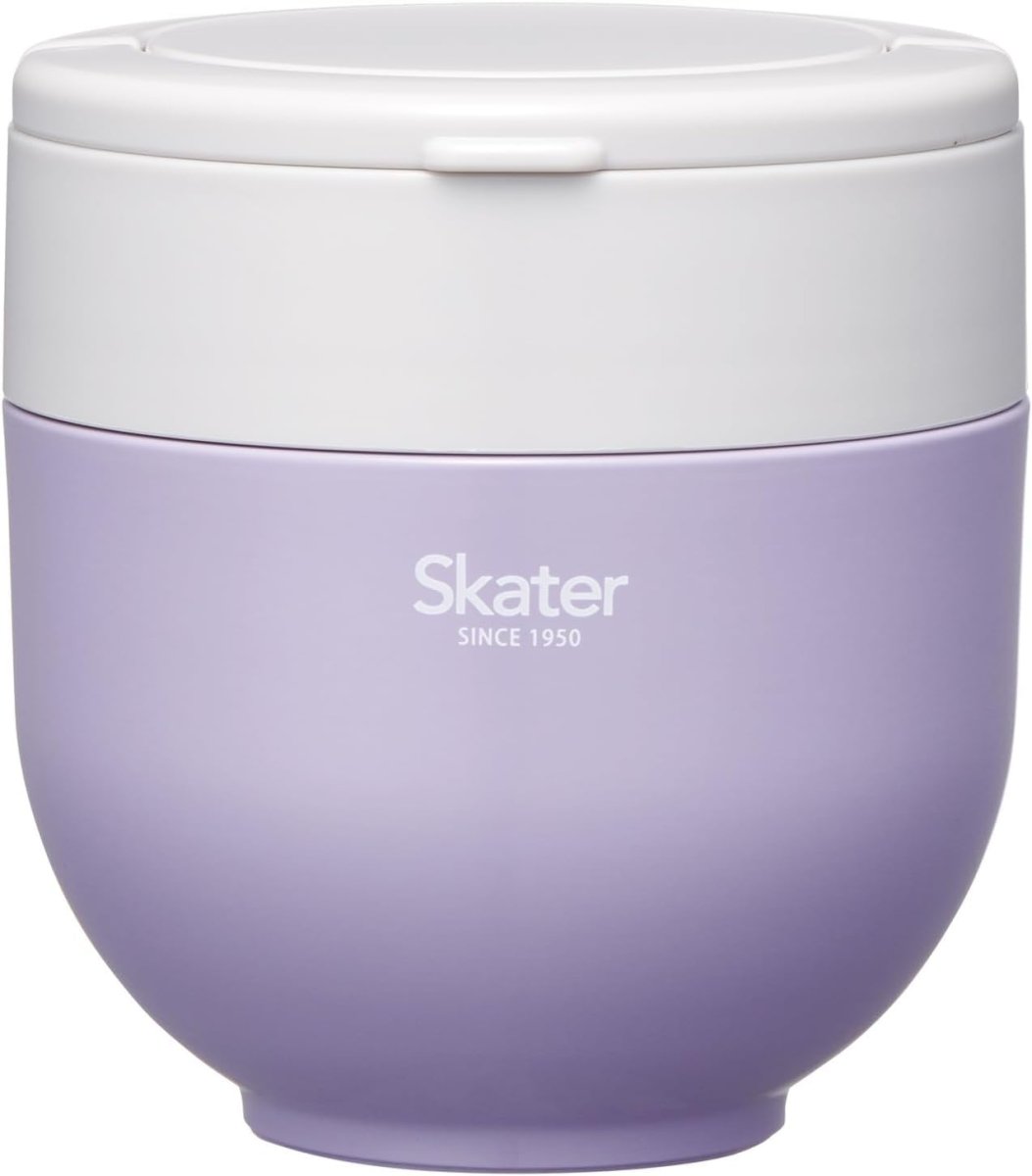 画像1: スケーター（Ｓｋａｔｅｒ） 保温弁当箱 丼ぶり型 ５４０ｍｌ 女性用 ２段 ランチジャー 折りたたみハンドル付 抗菌 ライラックグレー ＬＤＮＯ６ＡＧ?Ａ (1)