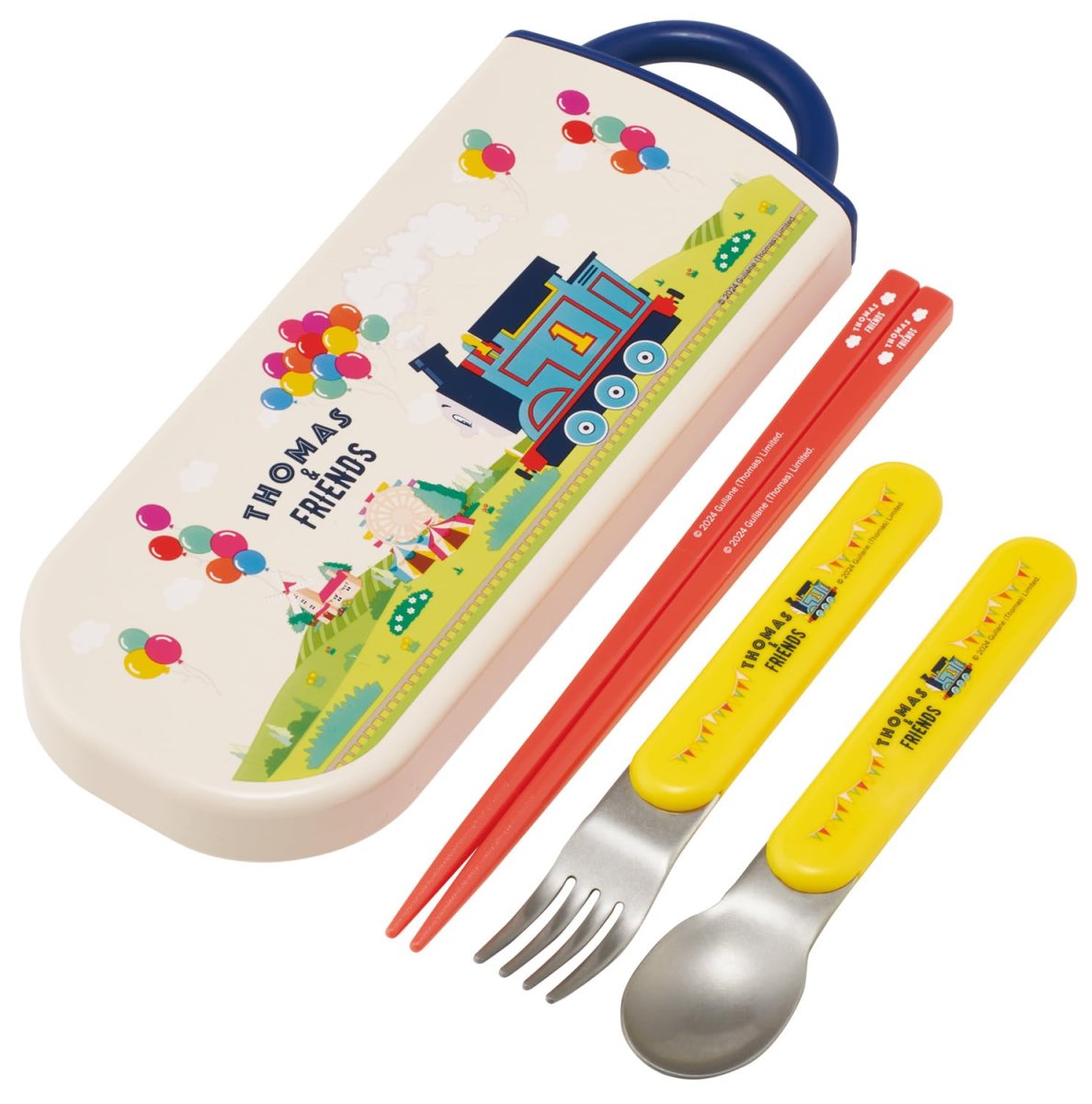 画像1: スケーター（Ｓｋａｔｅｒ） カトラリーセット 子供用 お弁当 箸 スプーン フォーク 日本製 スライド式 名前シール付 抗菌 トリオセット きかんしゃトーマス 男の子 ＴＡＣＣ２ＡＧ?Ａ (1)