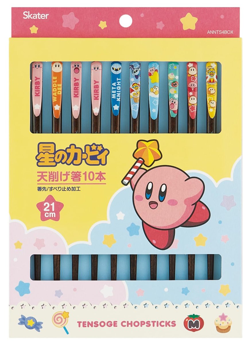 画像1: スケーター（Ｓｋａｔｅｒ） 天削げ 箸 ２１ｃｍ 箱入り ギフト 贈り物 お土産 ５膳 １０本セット 星のカービィ ＡＮＮＴＳ４ＢＯＸ?Ａ (1)