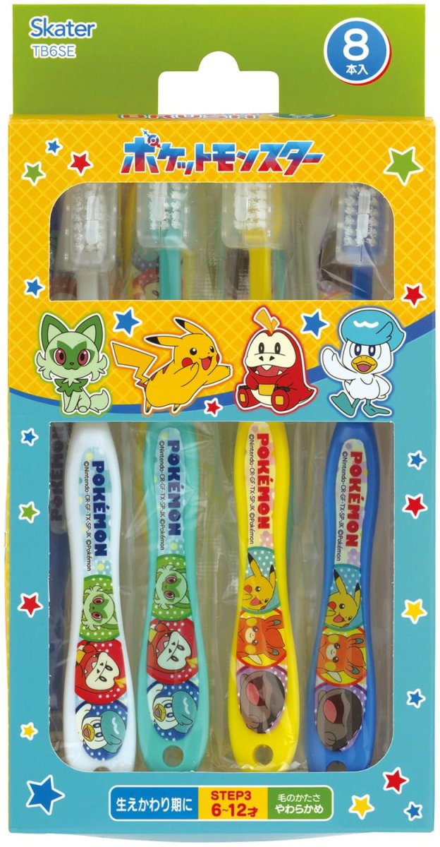 画像1: スケーター（Ｓｋａｔｅｒ） 子供用 歯ブラシ 小学生用 ６?１２才 やわらかめ ８本入１５．５ｃｍ ポケモン ２０２５ ＴＢ６ＳＥ (1)