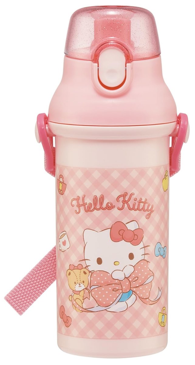 画像1: スケーター（Ｓｋａｔｅｒ） 子供用 プラスチック 水筒 ４８０ｍｌ ワンプッシュ開閉 抗菌 子供に優しい 軽量 抗菌加工 日本製 サンリオ ハローキティ ビッグリボン 女の子 ＰＳＢ５ＳＡＮＡＧ６８６４０ (1)