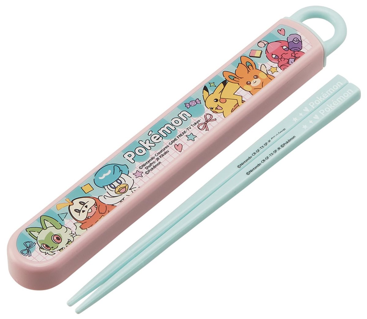 画像1: スケーター（Ｓｋａｔｅｒ） 箸 箸箱 セット 子供用 お弁当 １６．５ｃｍ 日本製 食洗機対応 スライド式 ポケモン ポッピングアップ ＡＢＳ２ＡＭＡＧ?Ａ (1)