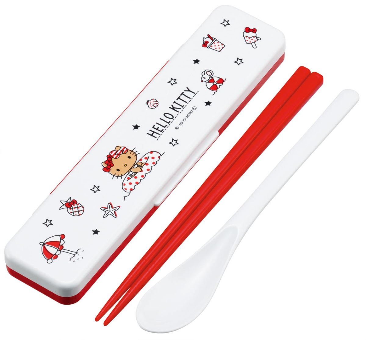 画像1: スケーター（Ｓｋａｔｅｒ） 箸 スプーン セット 弁当 大人用 コンビセット １８ｃｍ カチャカチャ鳴らない 日本製 サンリオ ハローキティ Ｓｕｍｍｅｒ Ｄａｙｓ 女の子 ＣＣＳ３ＳＡ?Ａ (1)